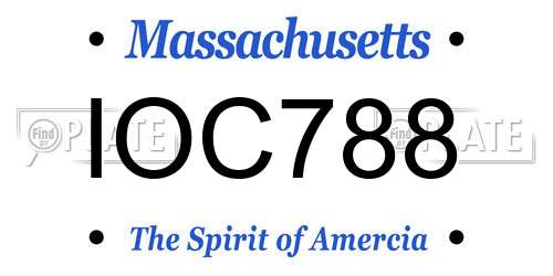 IOC788 Massachusetts License Plate