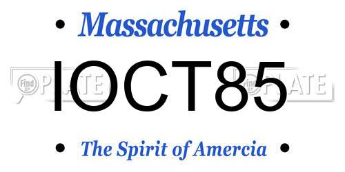 IOCT85 Massachusetts License Plate