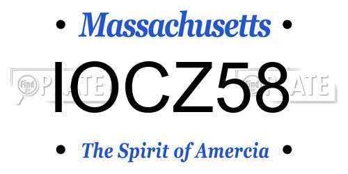 IOCZ58 Massachusetts License Plate