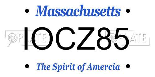 IOCZ85 Massachusetts License Plate