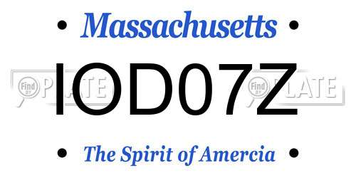 IOD07Z Massachusetts License Plate