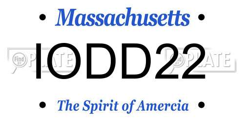 IODD22 Massachusetts License Plate