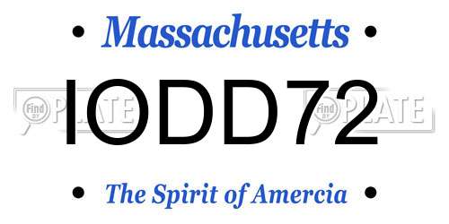 IODD72 Massachusetts License Plate