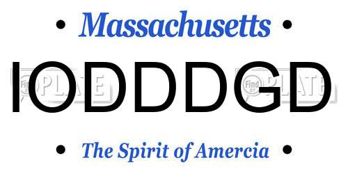 IODDDGD Massachusetts License Plate