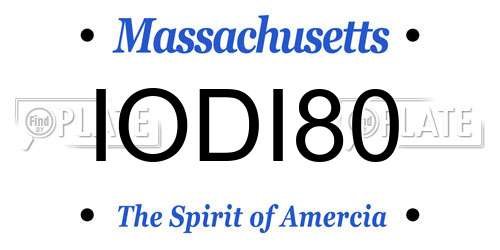 IODI80 Massachusetts License Plate