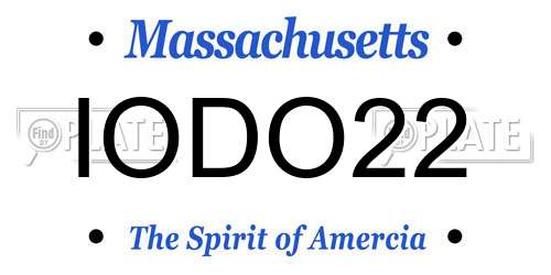 IODO22 Massachusetts License Plate