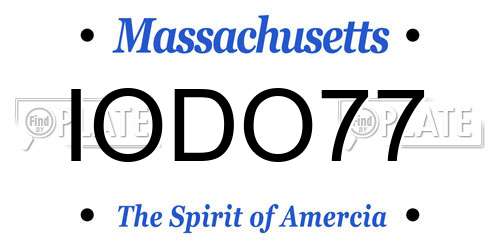 IODO77 Massachusetts License Plate