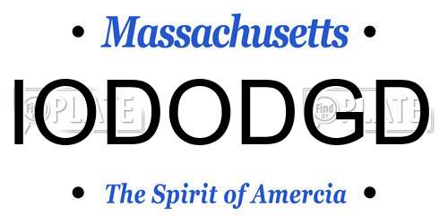 IODODGD Massachusetts License Plate