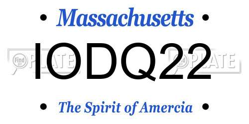IODQ22 Massachusetts License Plate