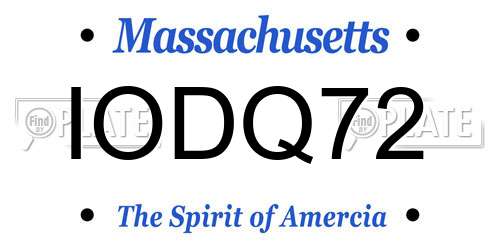 IODQ72 Massachusetts License Plate