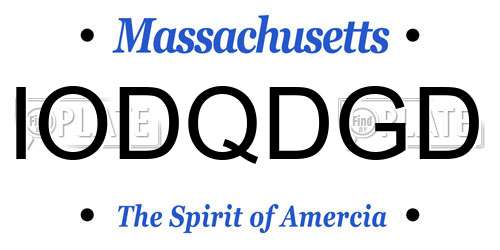 IODQDGD Massachusetts License Plate