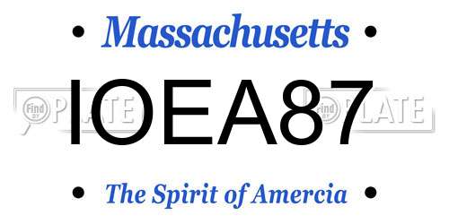 IOEA87 Massachusetts License Plate