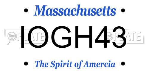IOGH43 Massachusetts License Plate