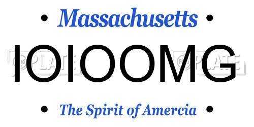 IOIOOMG Massachusetts License Plate