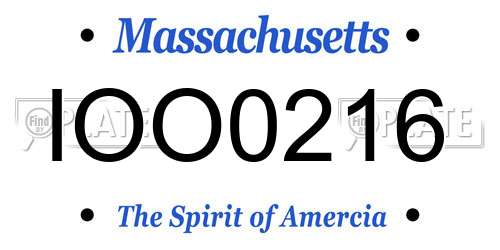 IOO0216 Massachusetts License Plate