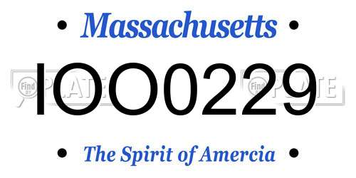 IOO0229 Massachusetts License Plate