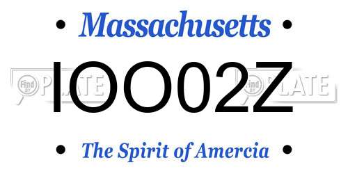 IOO02Z Massachusetts License Plate