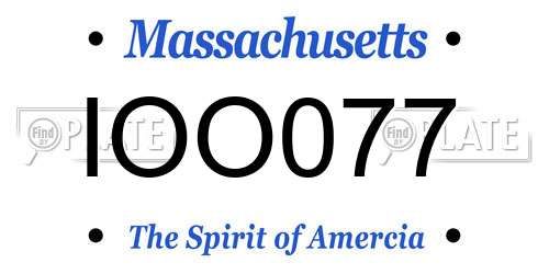 IOO077 Massachusetts License Plate
