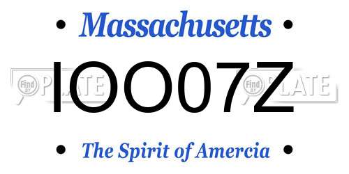 IOO07Z Massachusetts License Plate