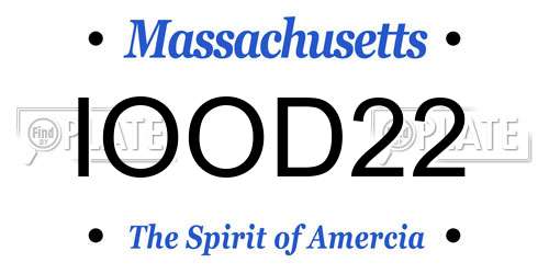 IOOD22 Massachusetts License Plate