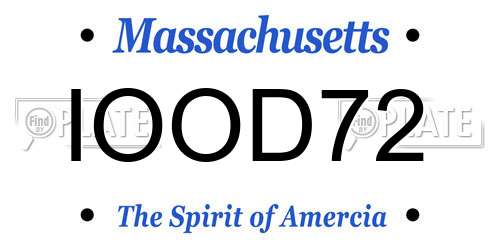 IOOD72 Massachusetts License Plate