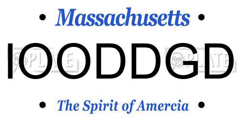 IOODDGD Massachusetts License Plate