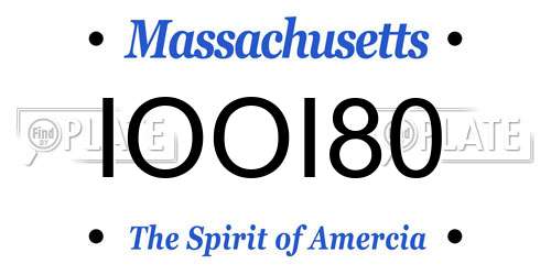 IOOI80 Massachusetts License Plate
