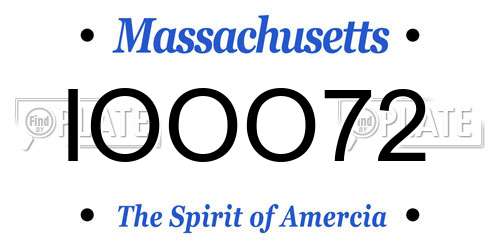 IOOO72 Massachusetts License Plate