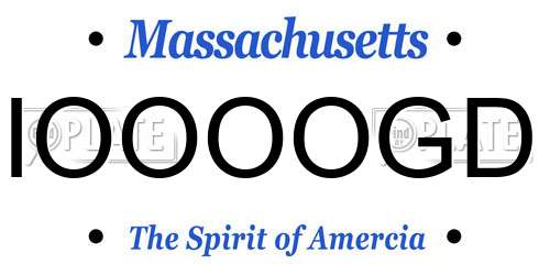 IOOOOGD Massachusetts License Plate