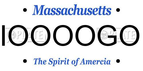 IOOOOGO Massachusetts License Plate