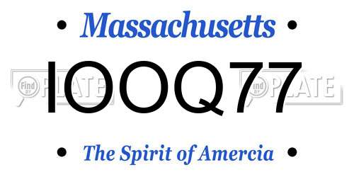 IOOQ77 Massachusetts License Plate