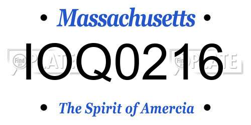 IOQ0216 Massachusetts License Plate