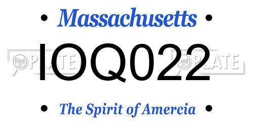 IOQ022 Massachusetts License Plate