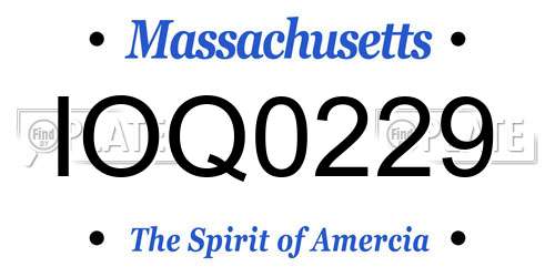 IOQ0229 Massachusetts License Plate
