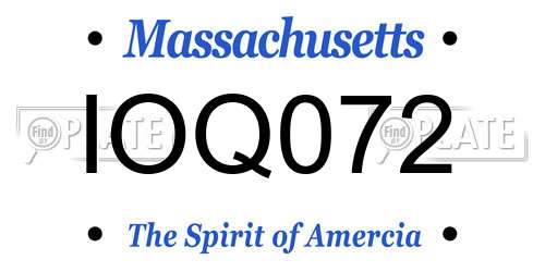 IOQ072 Massachusetts License Plate