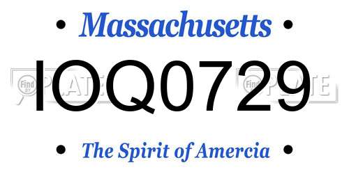 IOQ0729 Massachusetts License Plate