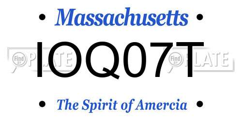 IOQ07T Massachusetts License Plate