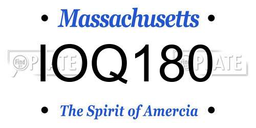 IOQ180 Massachusetts License Plate