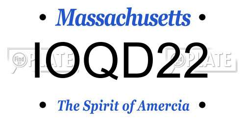 IOQD22 Massachusetts License Plate