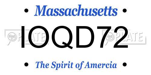 IOQD72 Massachusetts License Plate