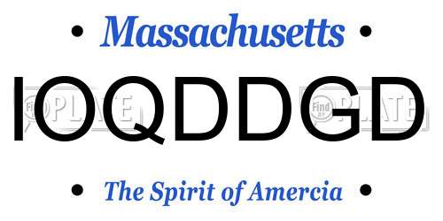 IOQDDGD Massachusetts License Plate