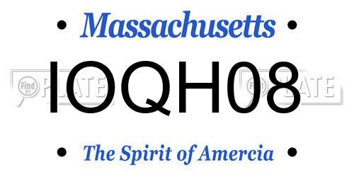 IOQH08 Massachusetts License Plate