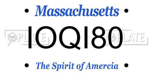 IOQI80 Massachusetts License Plate