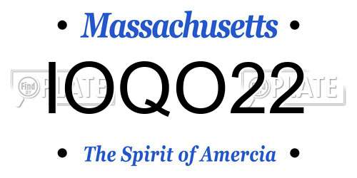 IOQO22 Massachusetts License Plate