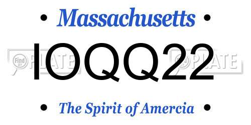 IOQQ22 Massachusetts License Plate