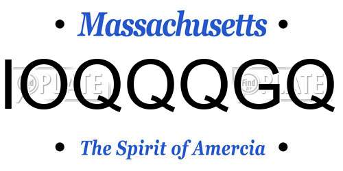 IOQQQGQ Massachusetts License Plate