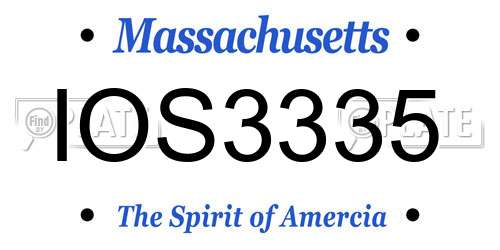 IOS3335 Massachusetts License Plate