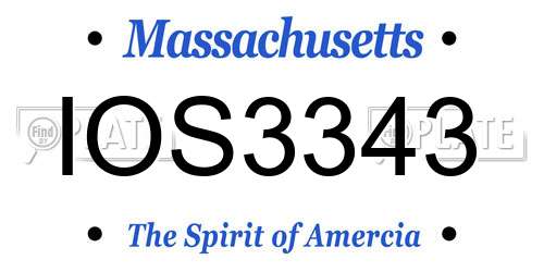 IOS3343 Massachusetts License Plate
