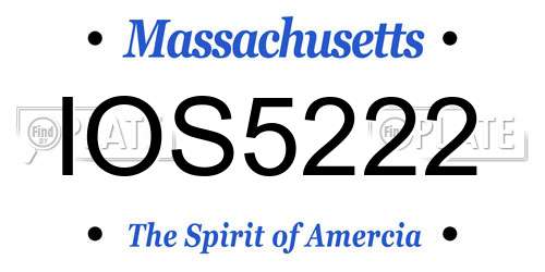 IOS5222 Massachusetts License Plate