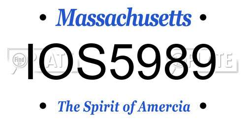 IOS5989 Massachusetts License Plate